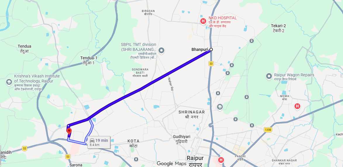 BHANPURI TO TATIBANDH 7 .7KM